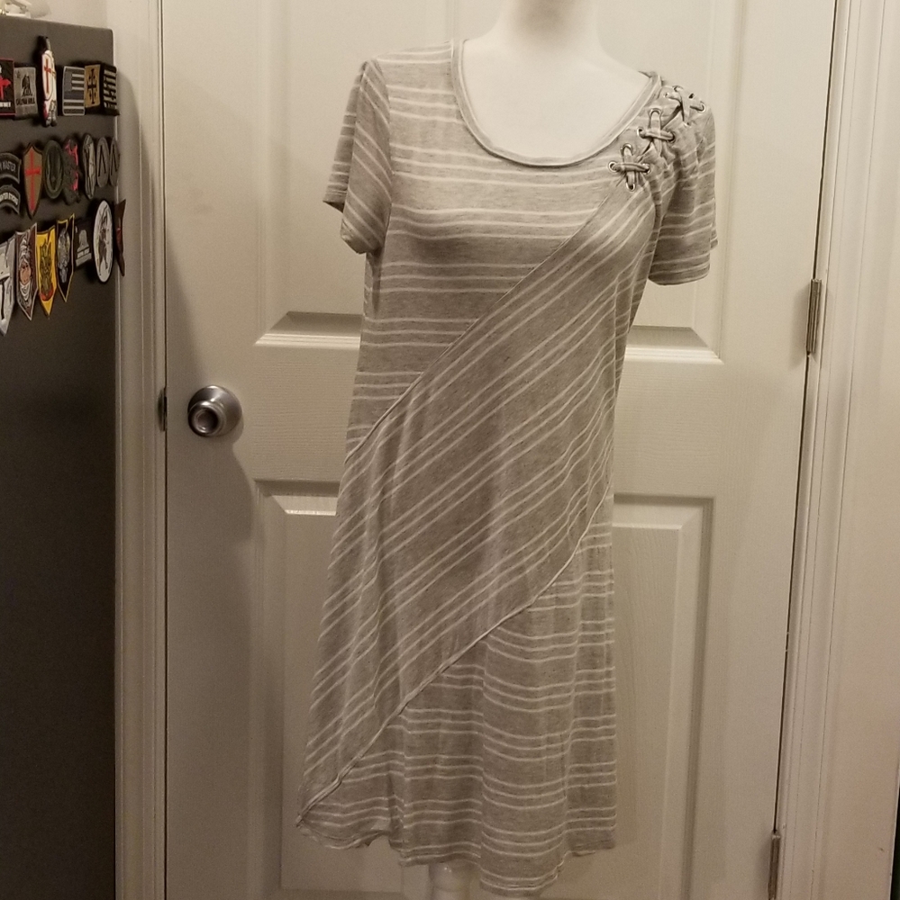 Spense Gray Striped t-shirt dress